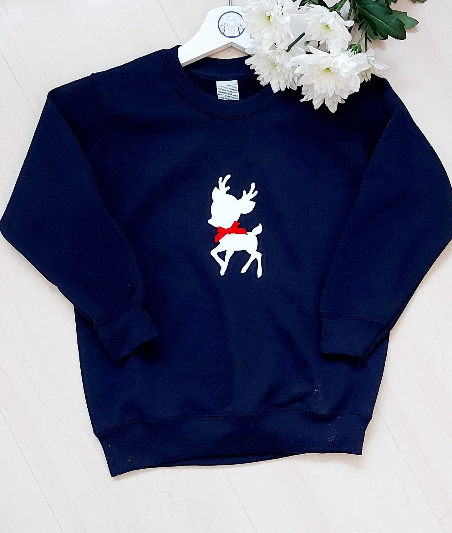 Girls personalised Christmas reindeer sweater/sweatshirt, hoodie