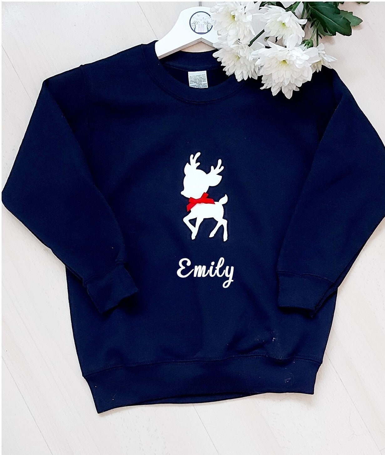 Girls personalised Christmas reindeer sweater/sweatshirt, hoodie