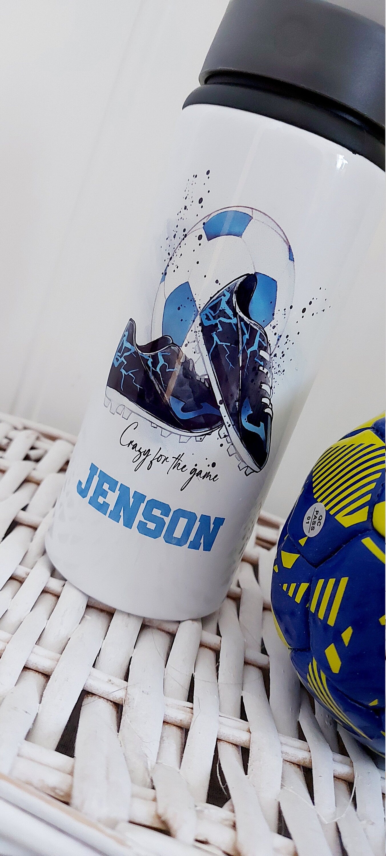 Personalised football water bottle, gift for a boy, football bottle, drink bottle