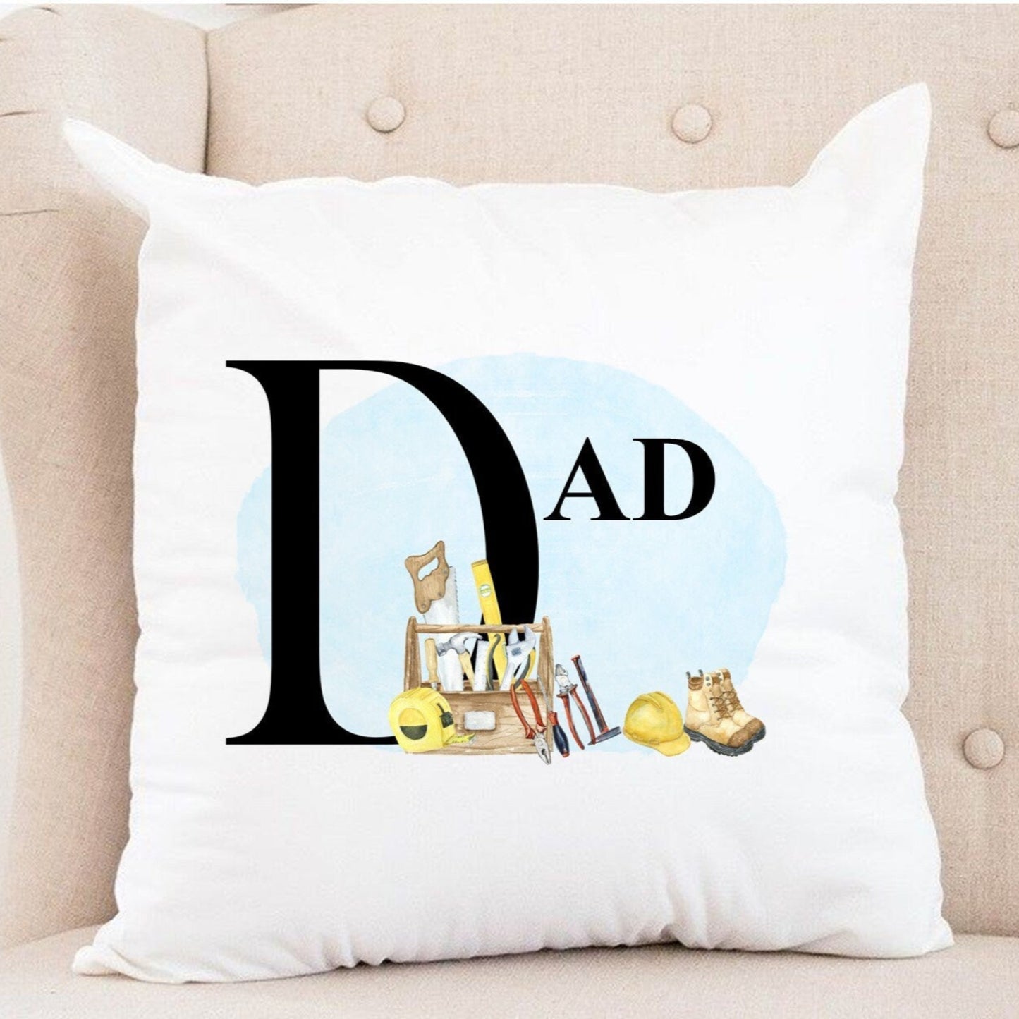 Personalised Dad cushion, gift for him, personalised cushion for Grandad, tool cushion