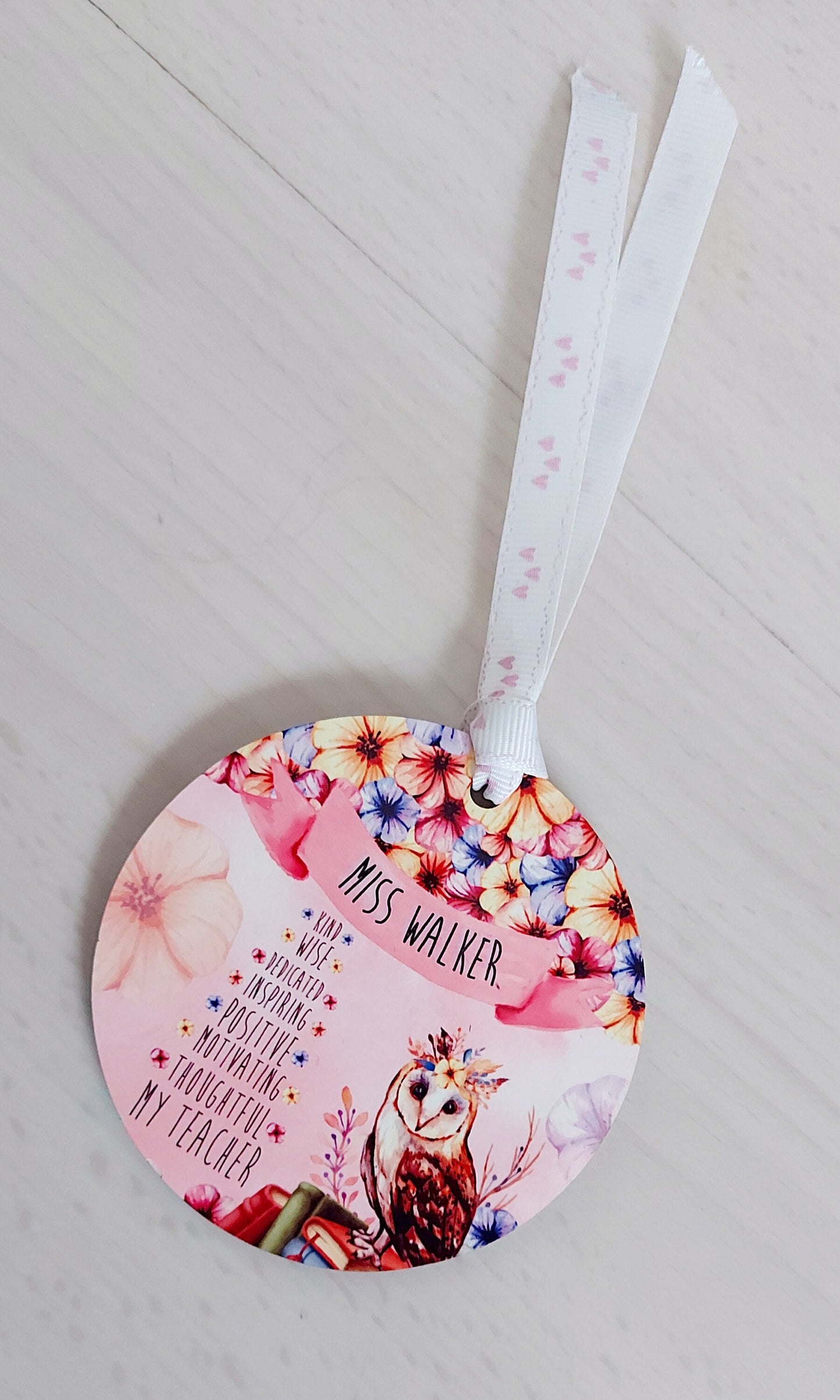 Personalised Teacher gift, 2025 leaver's gift, Personalised owl teacher gift, Personalised ornament, MDF bauble, MDF plaque