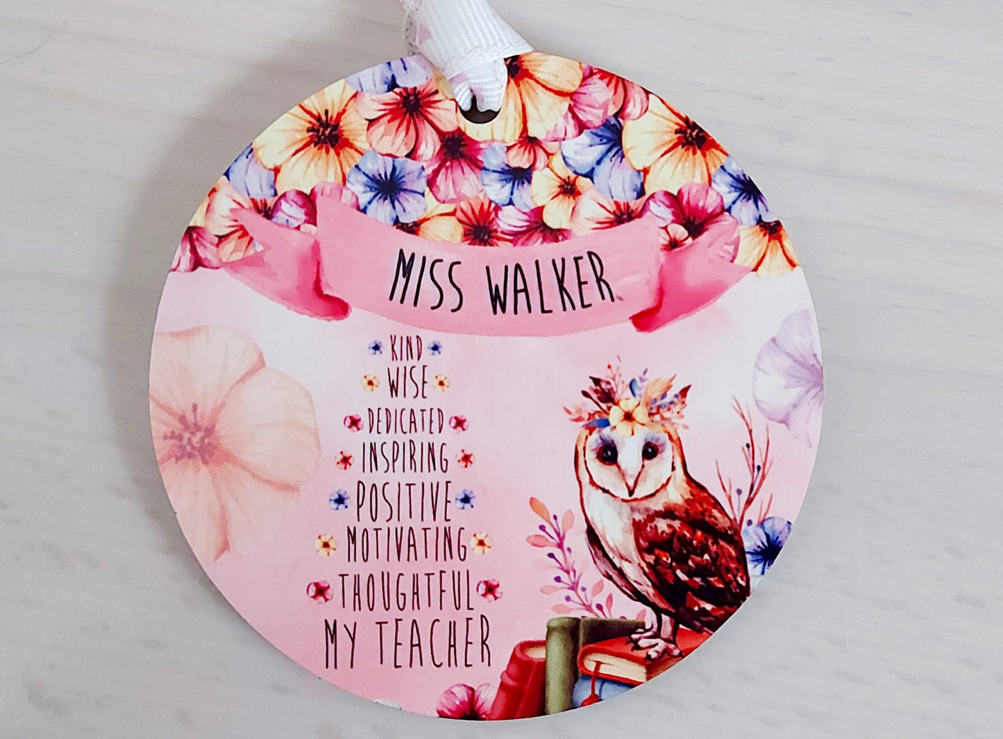Personalised Teacher gift, 2025 leaver's gift, Personalised owl teacher gift, Personalised ornament, MDF bauble, MDF plaque