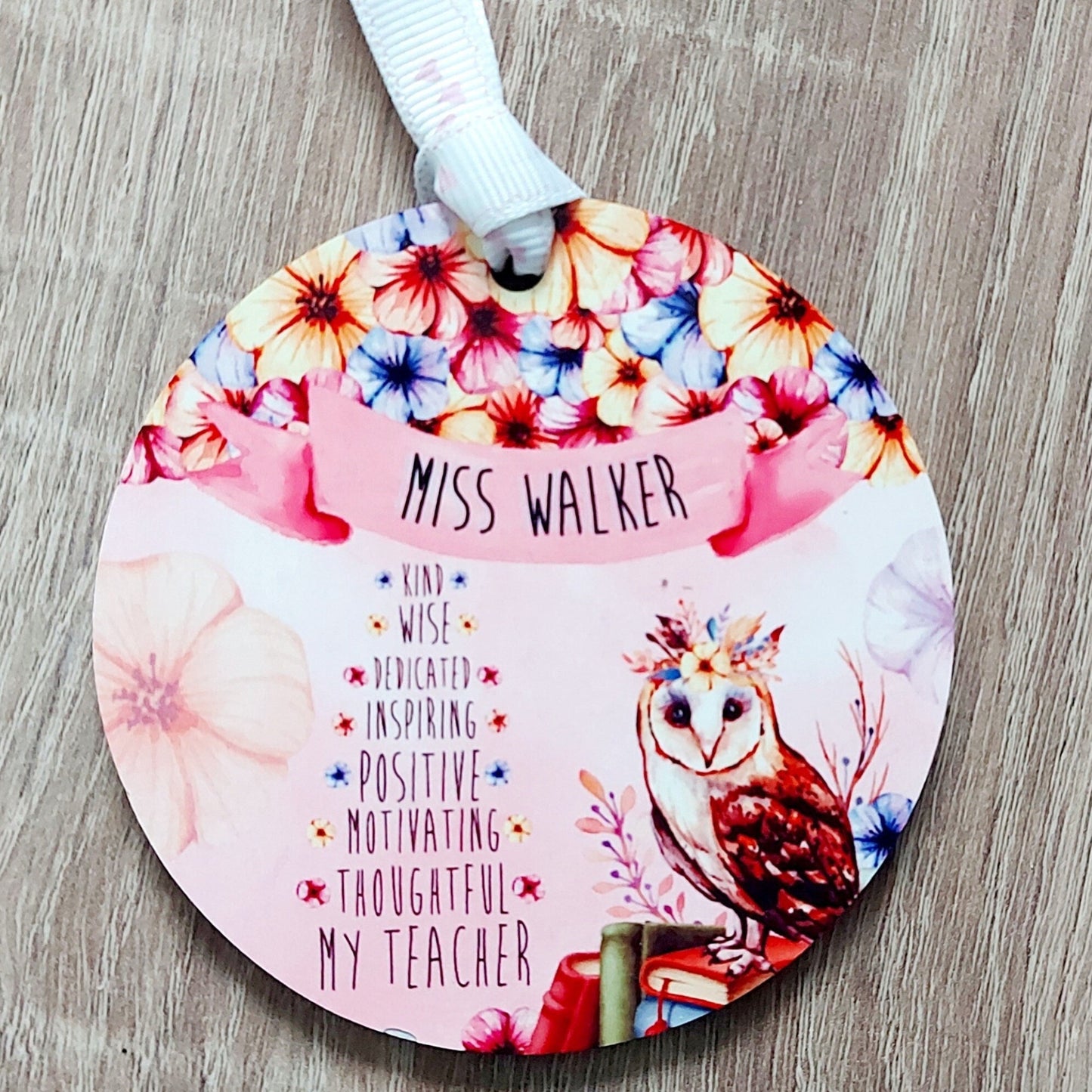 Personalised Teacher gift, 2025 leaver's gift, Personalised owl teacher gift, Personalised ornament, MDF bauble, MDF plaque