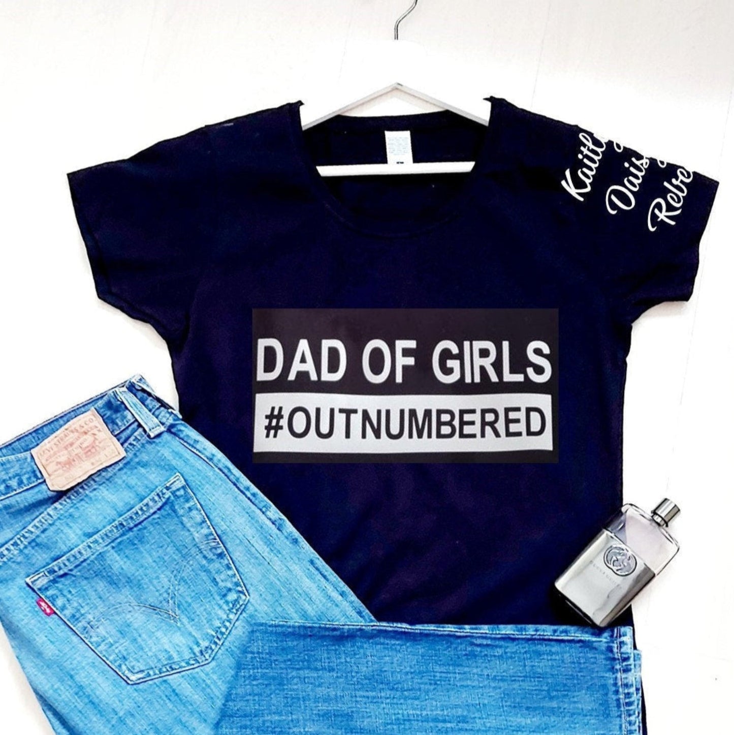 Personalised Dad of Girls Outnumbered tshirt, Men's t-shirt, Father's Day t-shirt,