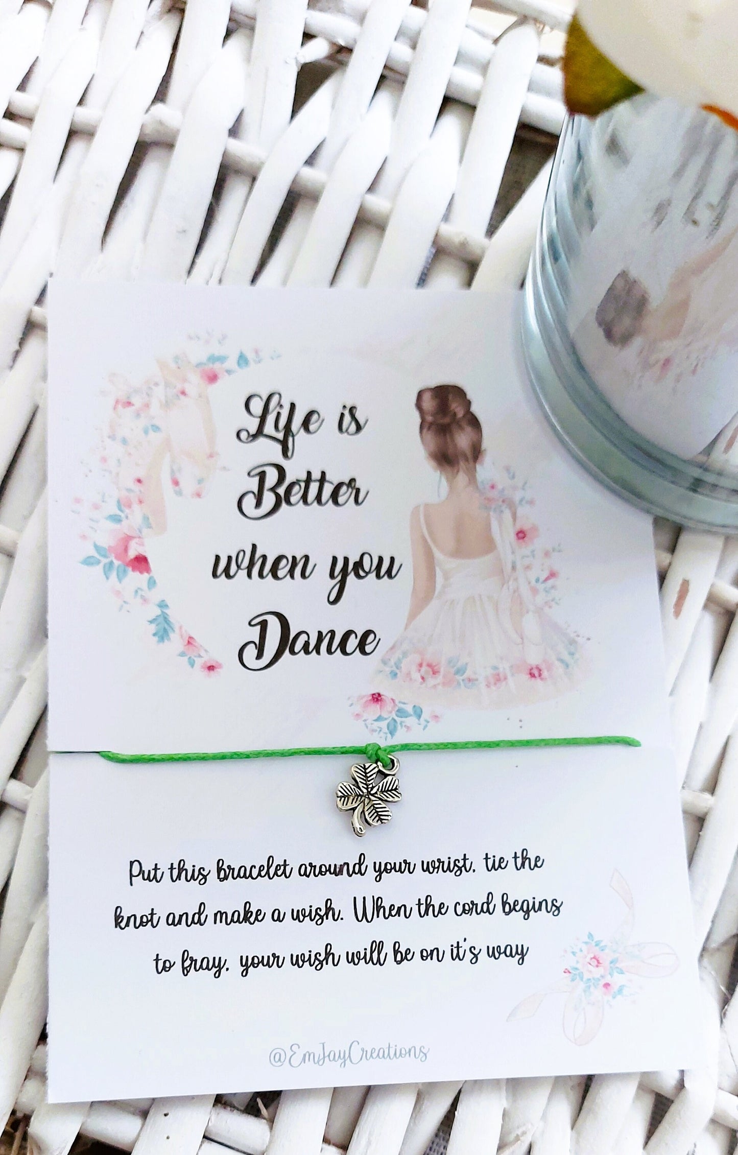 Life is better when you dance Ballerina wish bracelet