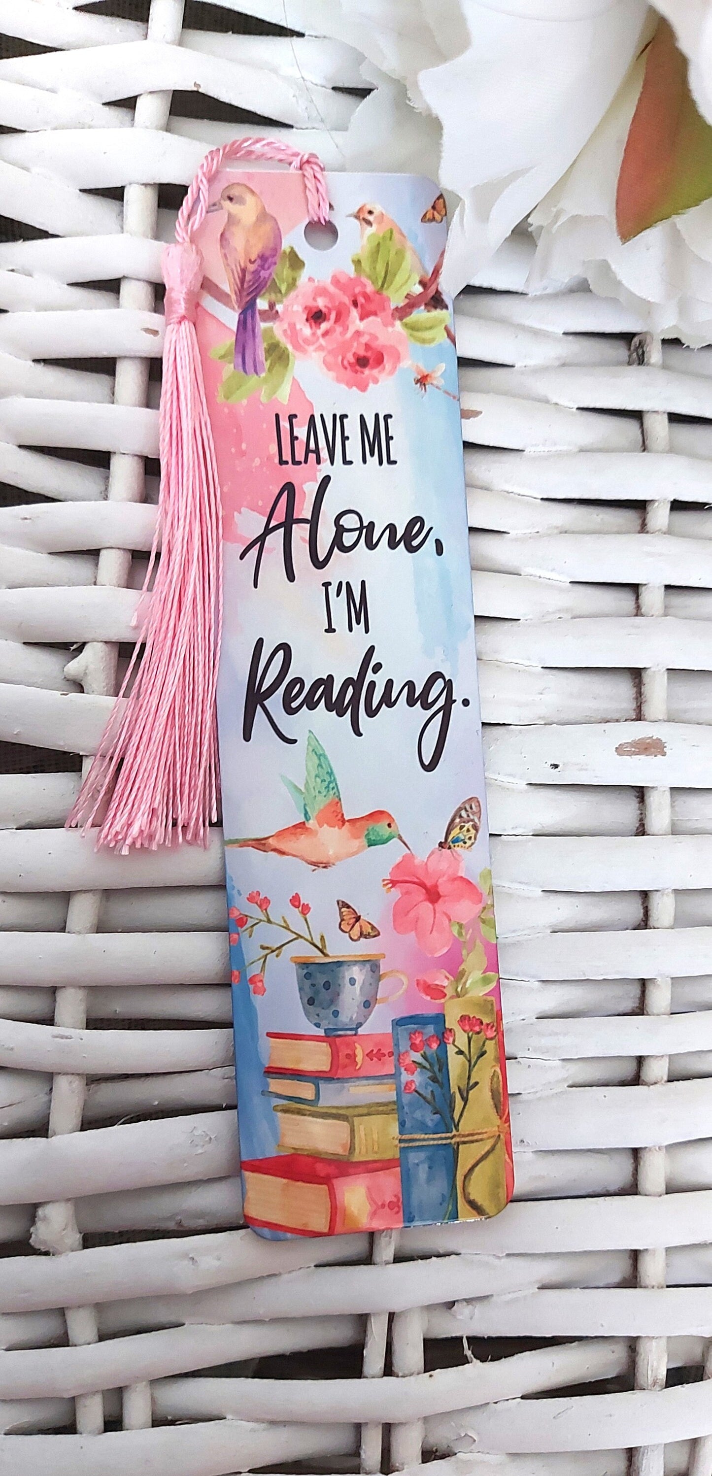 Personalised Leave Me Alone I'm Reading metal bookmark