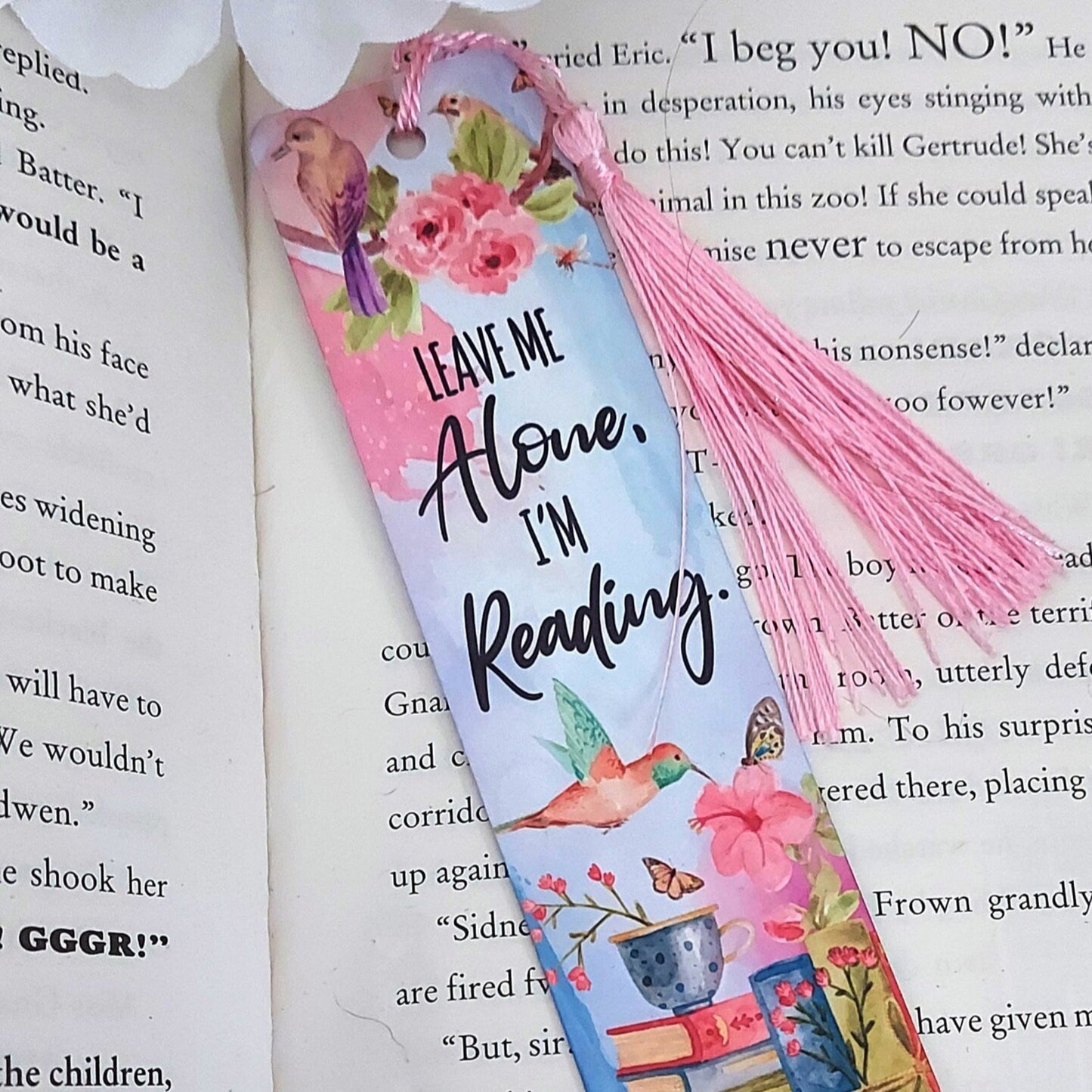 Personalised Leave Me Alone I'm Reading metal bookmark