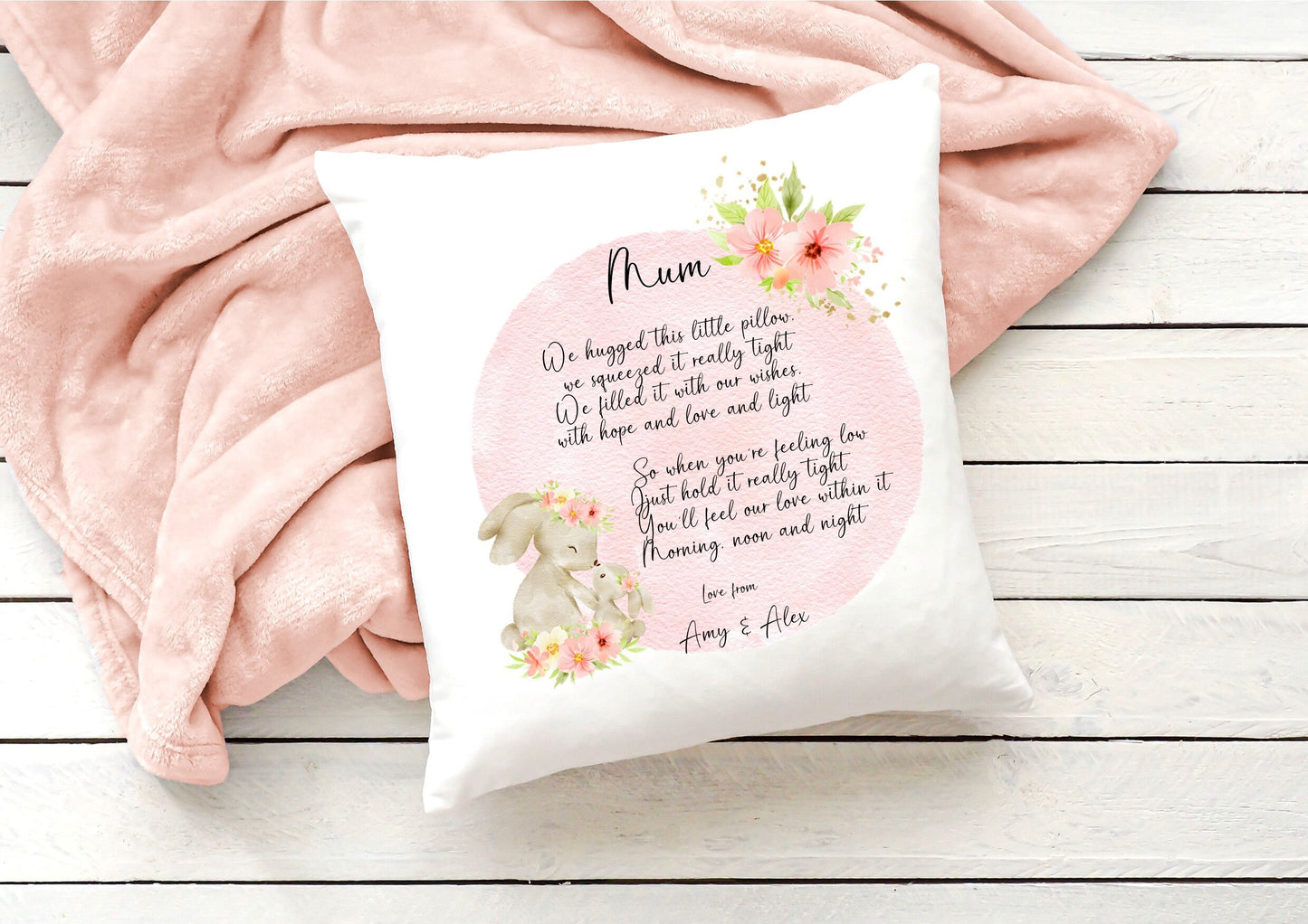 Personalised "We hugged this little pillow" cushion