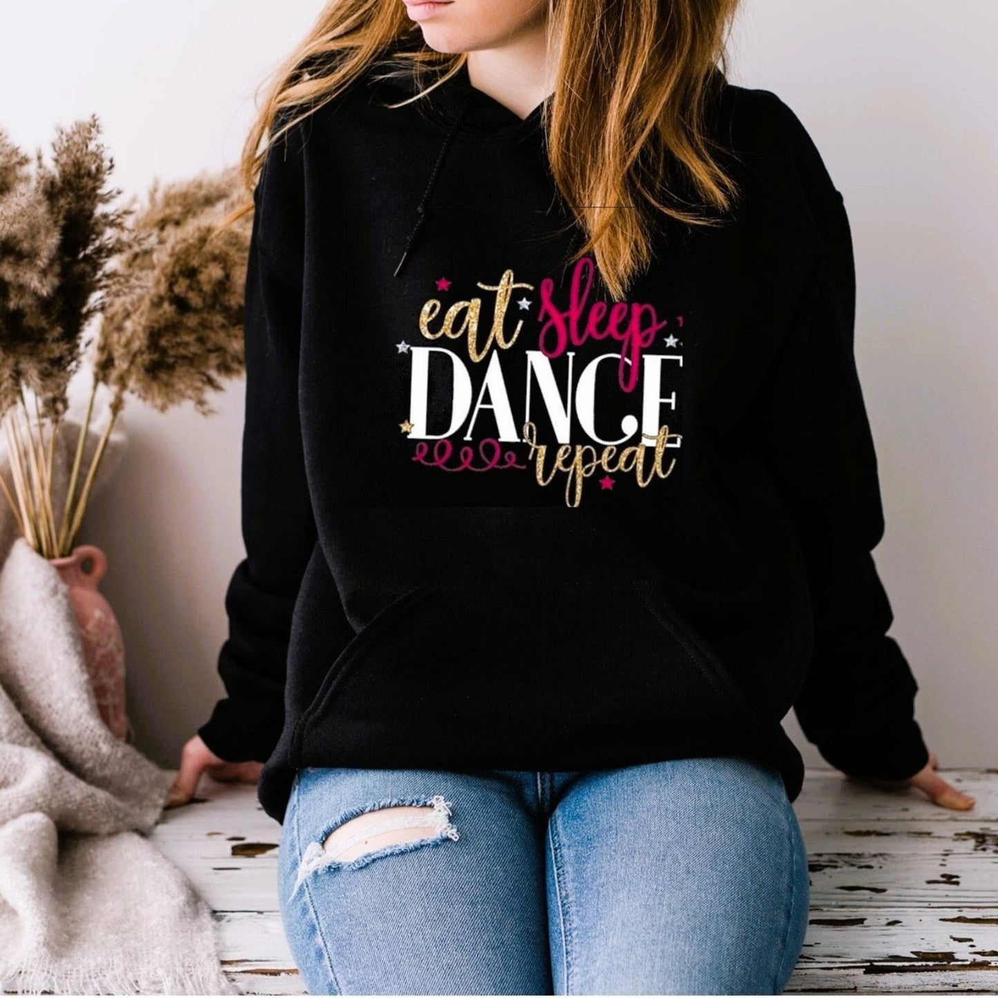 Personalised black Eat Sleep Dance Repeat hoodie
