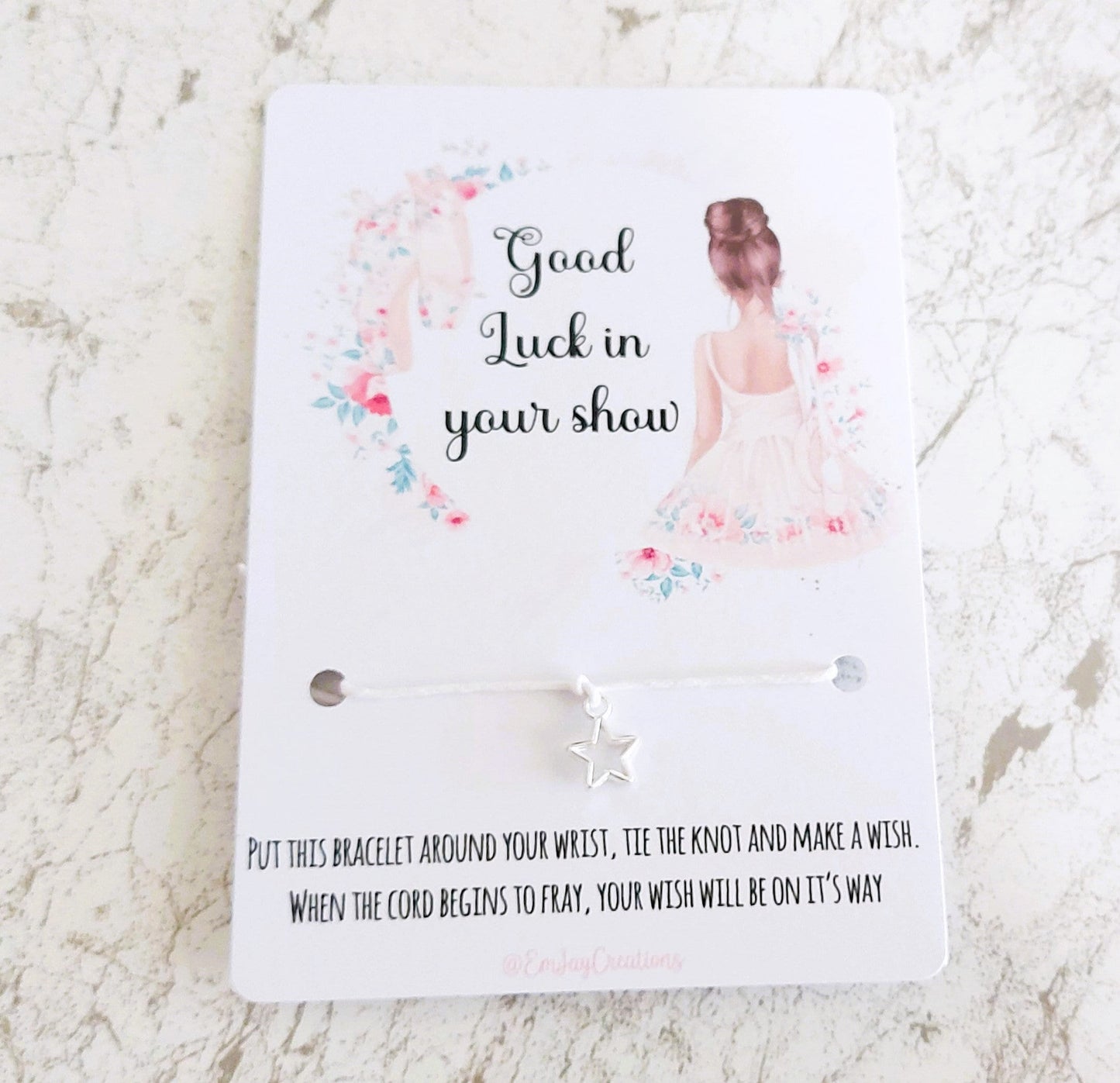 Customizable Good Luck in Your Dance Show Ballerina Wish Bracelet