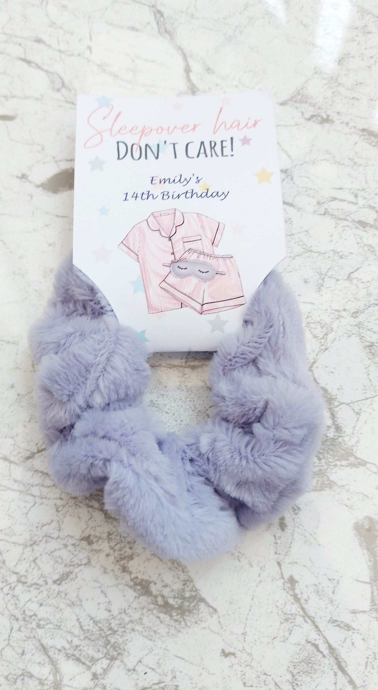 Personalised Sleepover Hair Don’t Care plush scrunchie