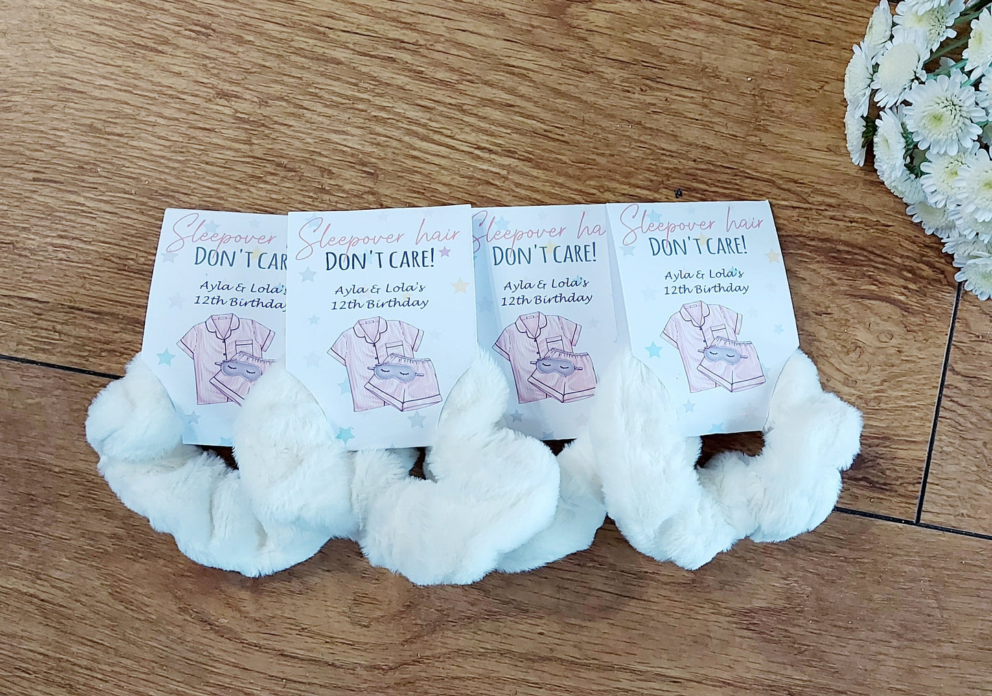 Personalised Sleepover Hair Don’t Care plush scrunchie