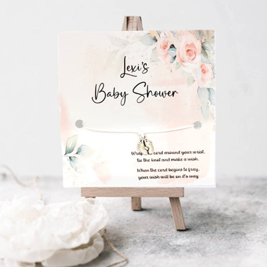 Personalised baby shower wish bracelet favours
