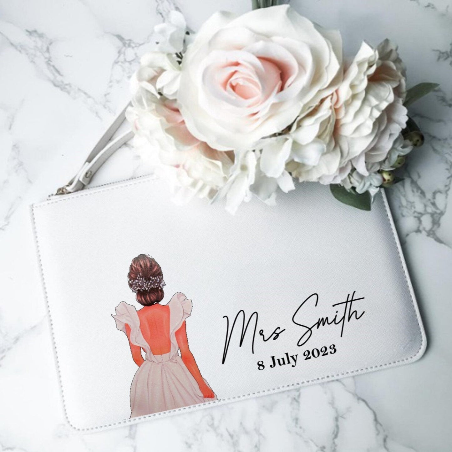Personalised wedding clutch bag, Bride clutch bag, gift for new Wife