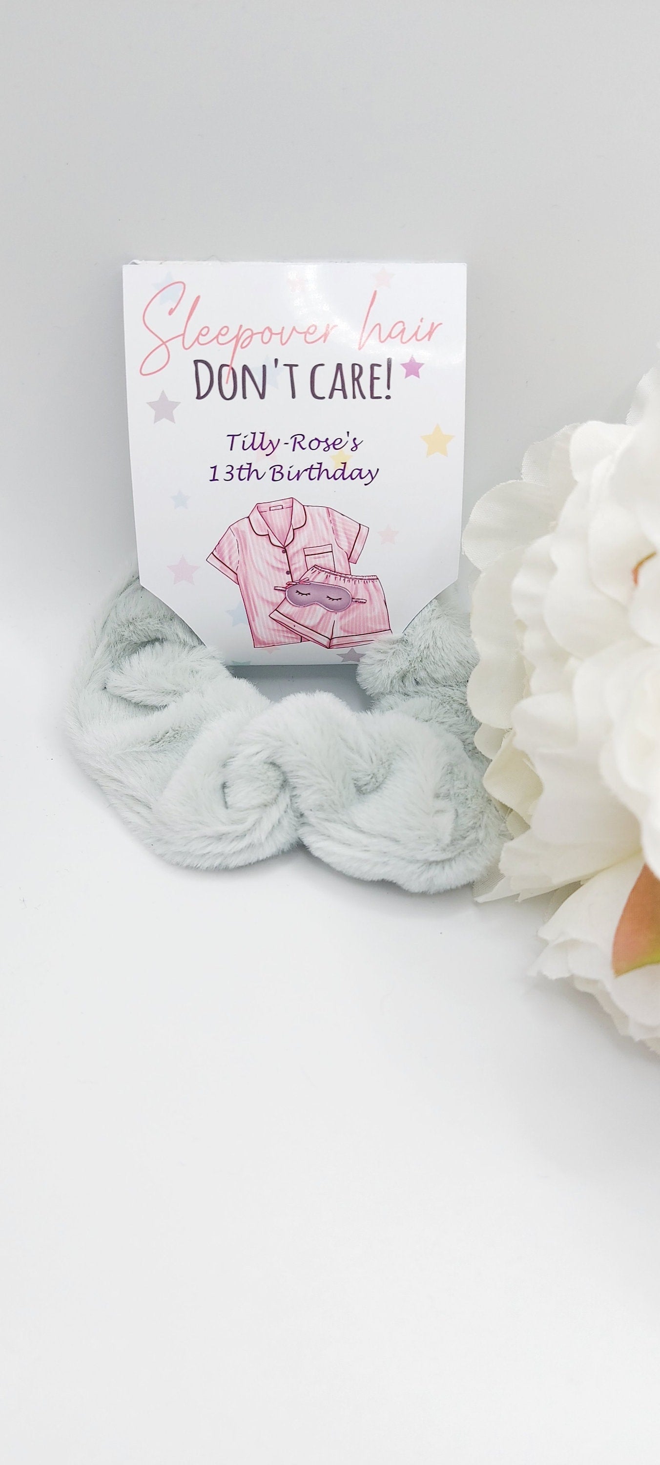 Personalised Sleepover Hair Don’t Care plush scrunchie