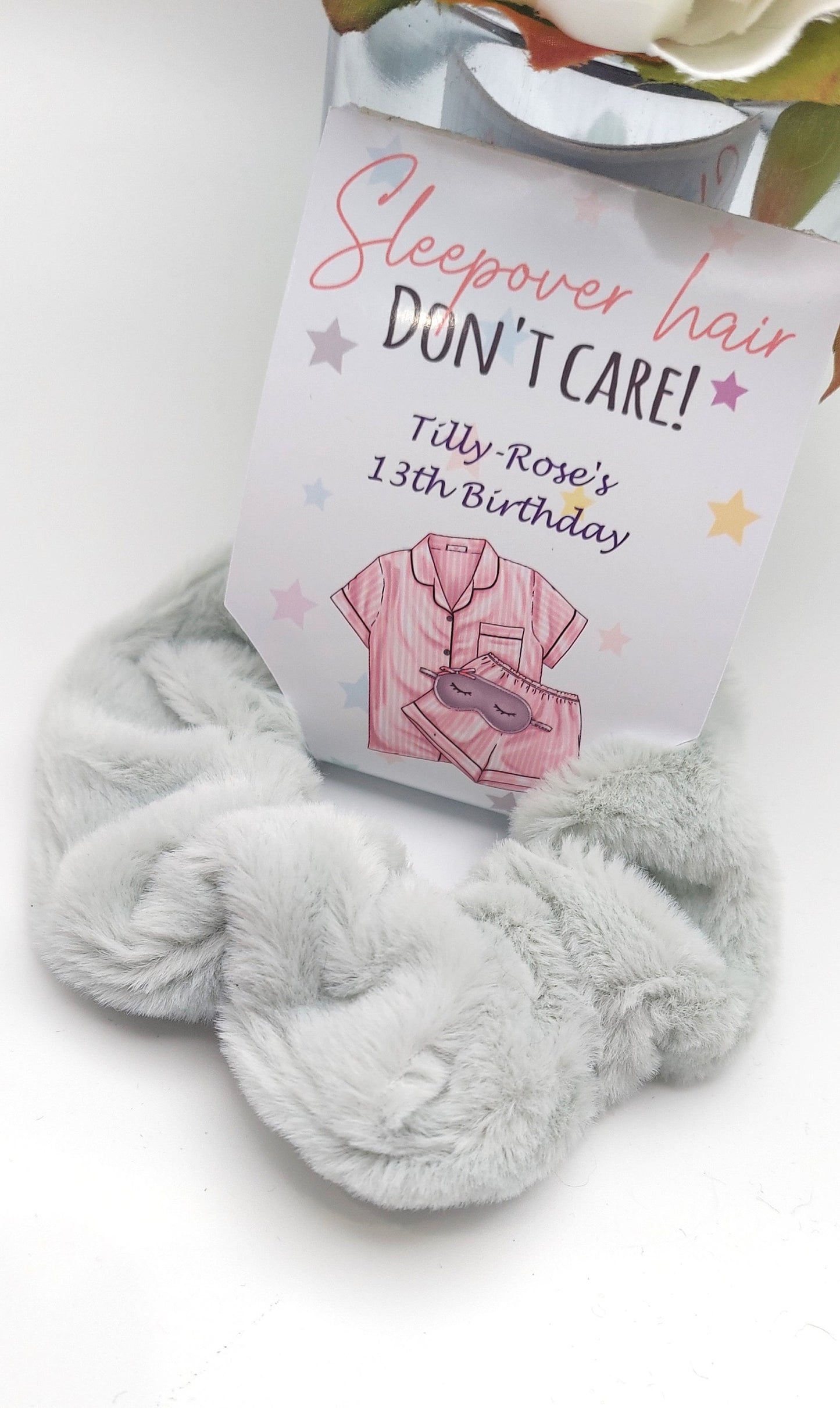 Personalised Sleepover Hair Don’t Care plush scrunchie