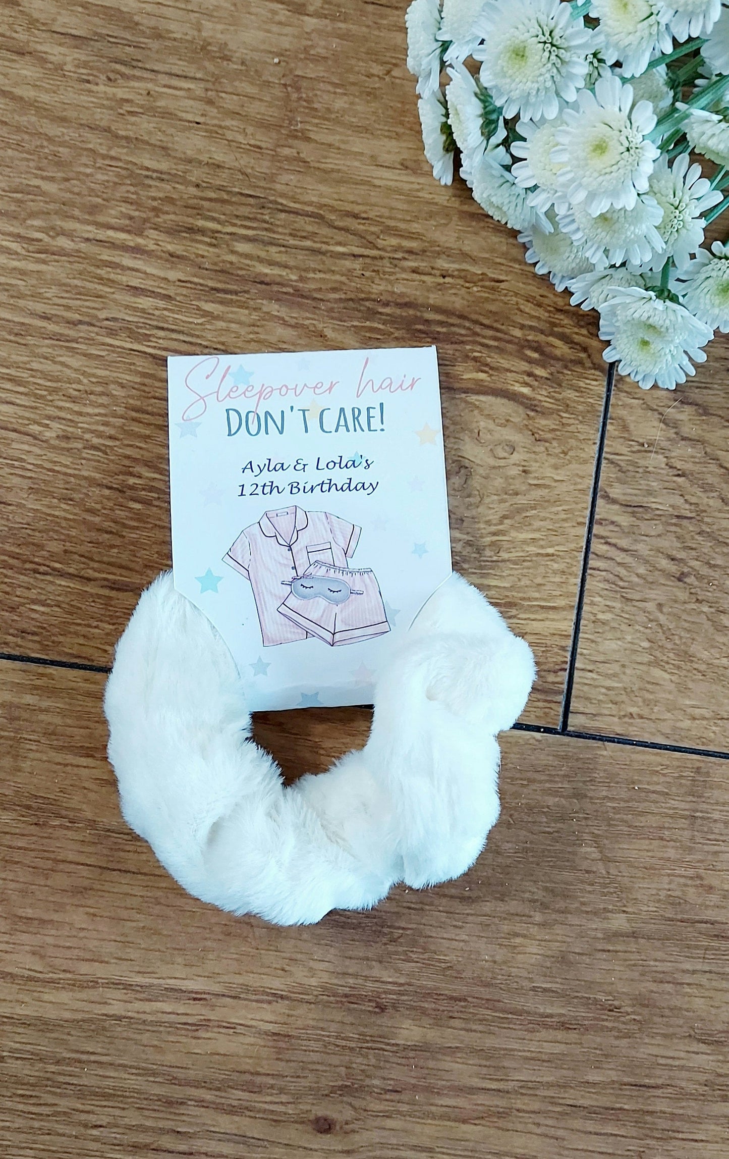 Personalised Sleepover Hair Don’t Care plush scrunchie