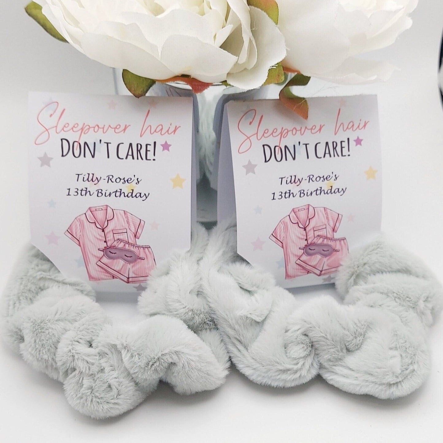 Personalised Sleepover Hair Don’t Care plush scrunchie