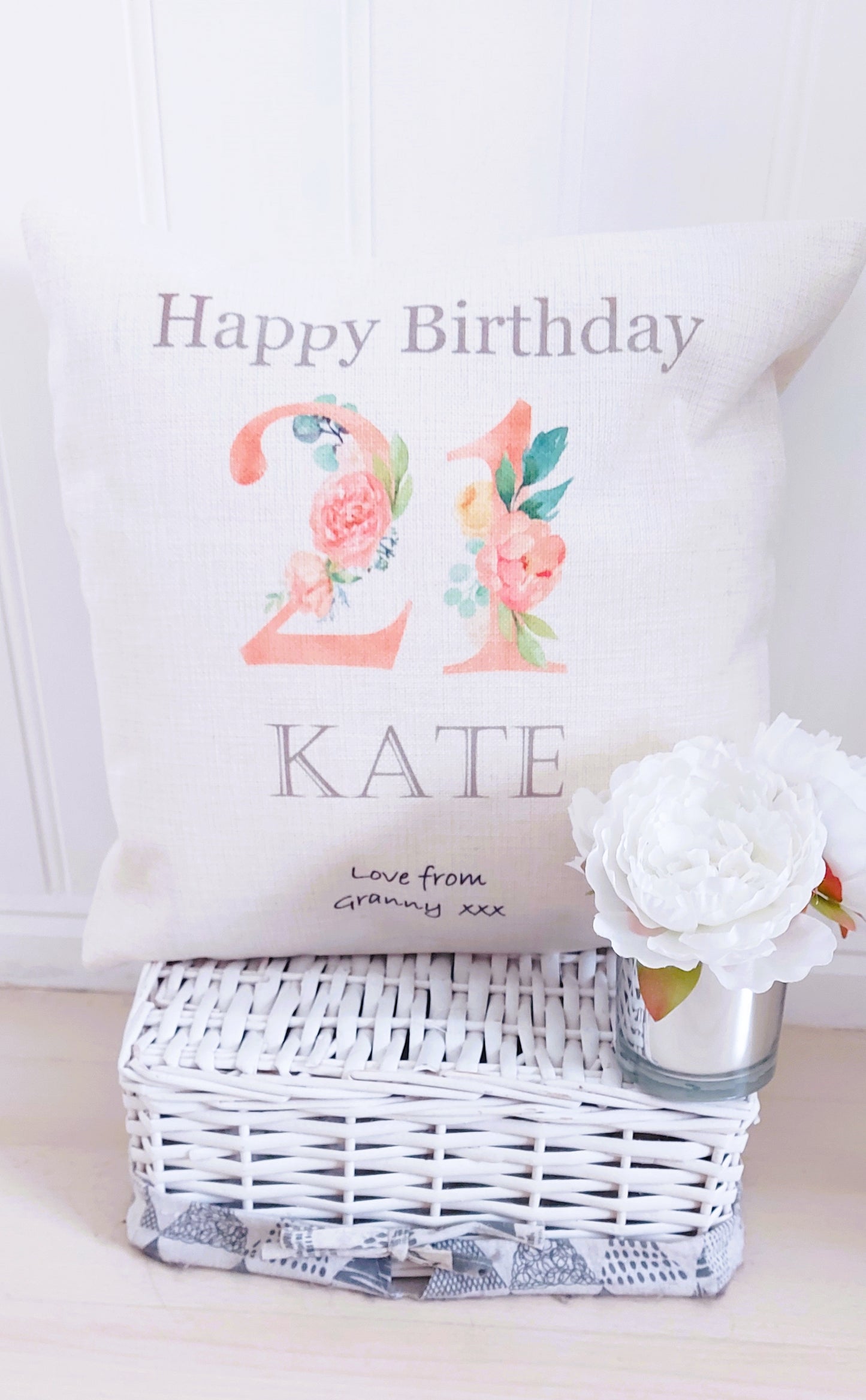 21st Birthday personalised cushion, 21st Birthday gift, Monogram cushion, initial cushion, rose gold