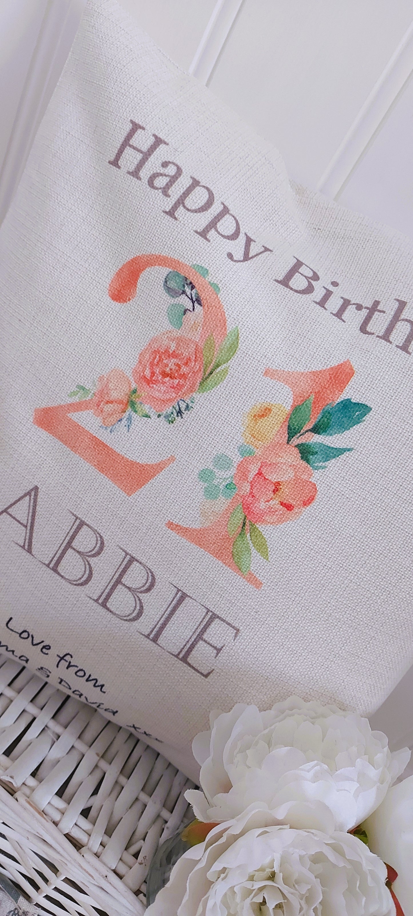 21st Birthday personalised cushion, 21st Birthday gift, Monogram cushion, initial cushion, rose gold