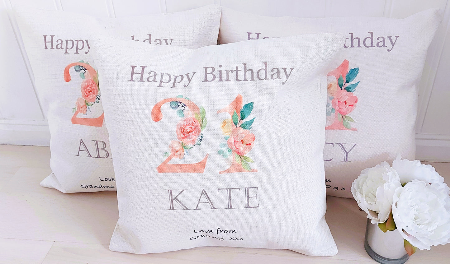 21st Birthday personalised cushion, 21st Birthday gift, Monogram cushion, initial cushion, rose gold