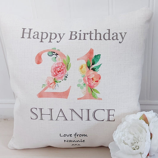 21st Birthday personalised cushion, 21st Birthday gift, Monogram cushion, initial cushion, rose gold