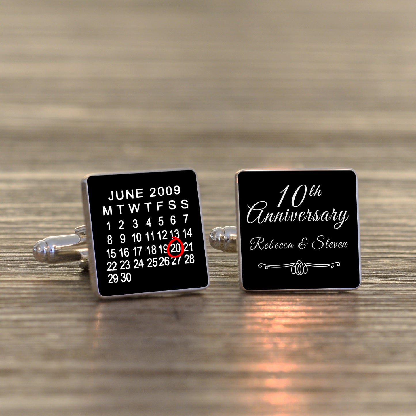 Anniversary Years, Names and Date  Cufflinks - Silver Finish