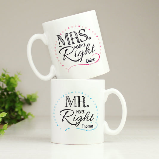 Personalised Mr & Mrs Right Mug Set