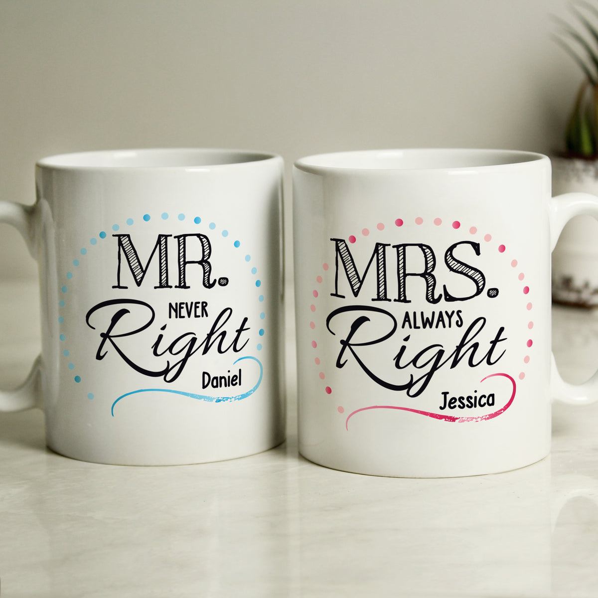 Personalised Mr & Mrs Right Mug Set