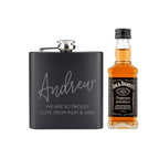 Personalised Free Text Hip Flask and Whisky Miniature Set