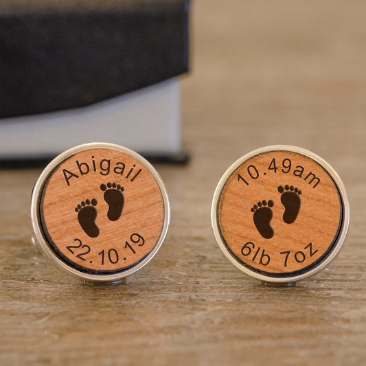 New Daddy Cufflinks - Cherry Wood