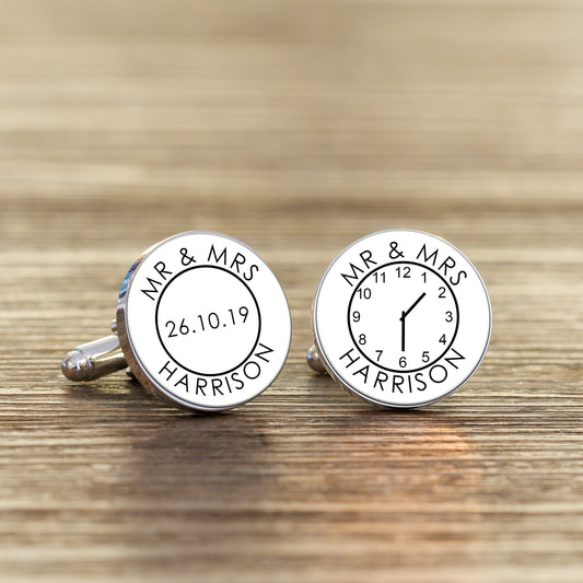 Mr & Mrs Cufflinks - Silver Finish