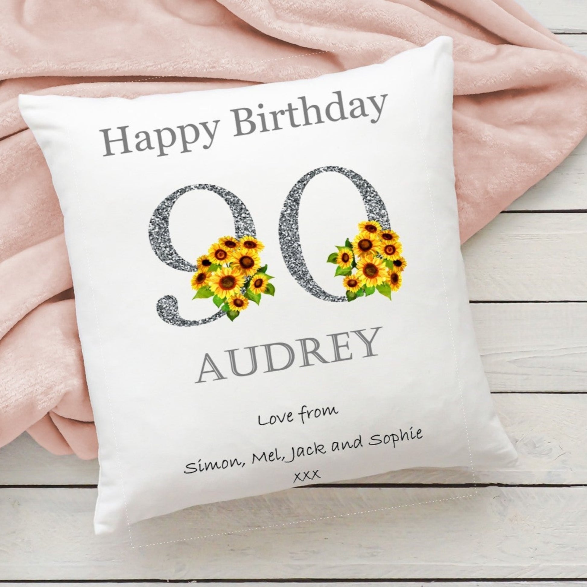 90th Birthday personalised cushion, 90th Birthday gift, Monogram cushion, initial cushion