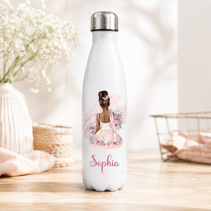 Personalised Ballerina Water Bottle: 500ml stainless steel bowling bottle