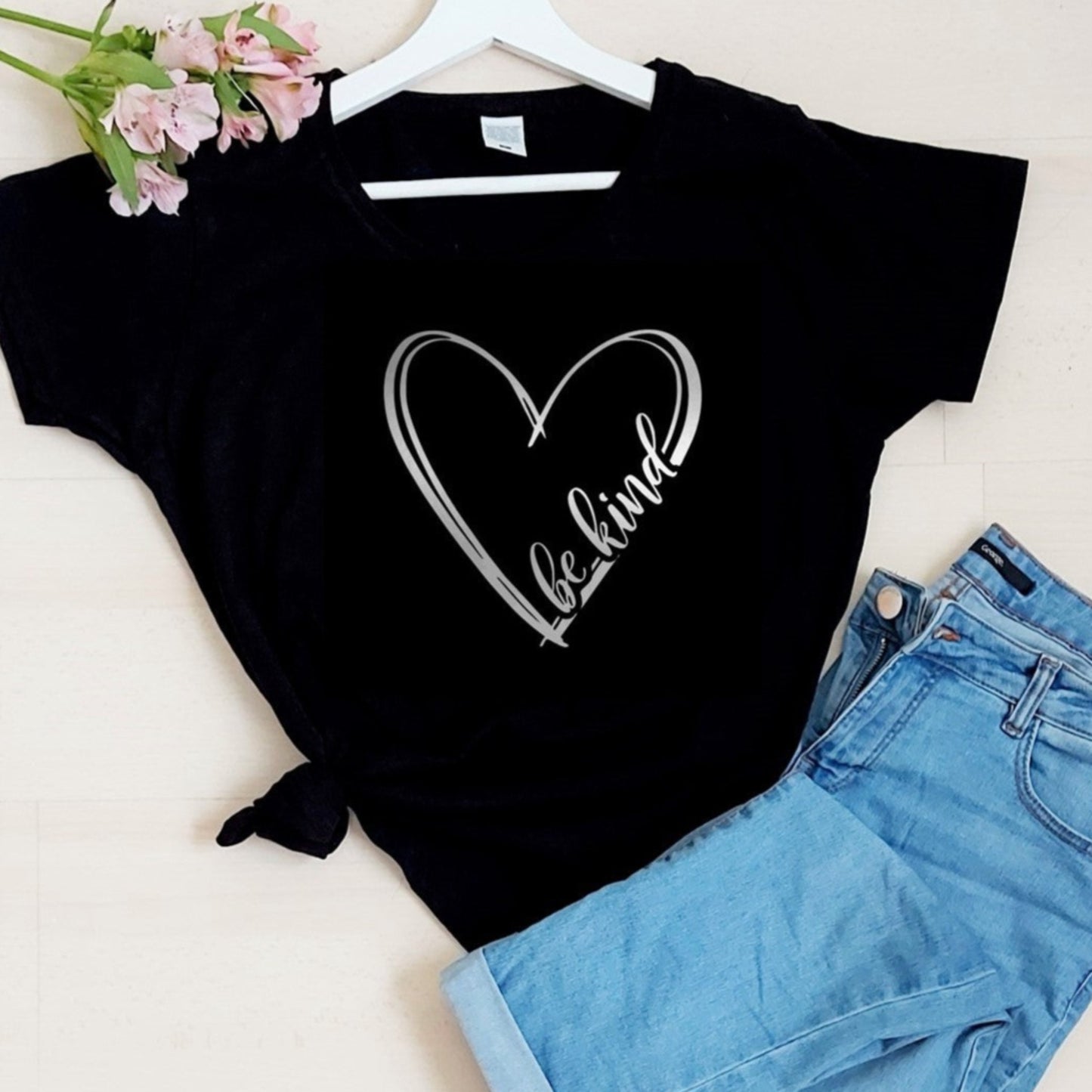 Be Kind heart logo t-shirt, Be Kind, heart logo t-shirt, ladies/girls slogan tee