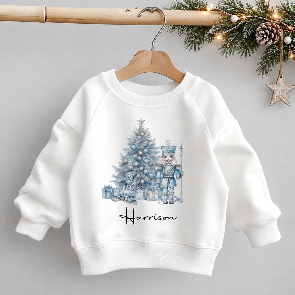 Boys personalised blue Nutcracker Christmas sweatshirt