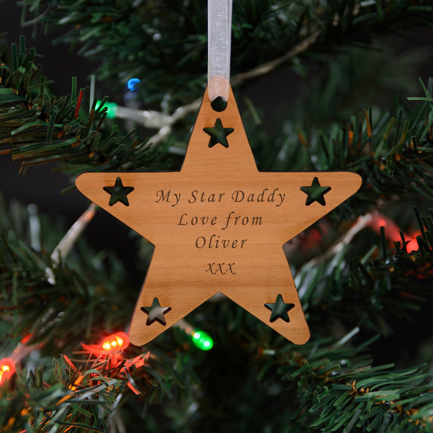 Personalised Star Decoration - Cherrywood