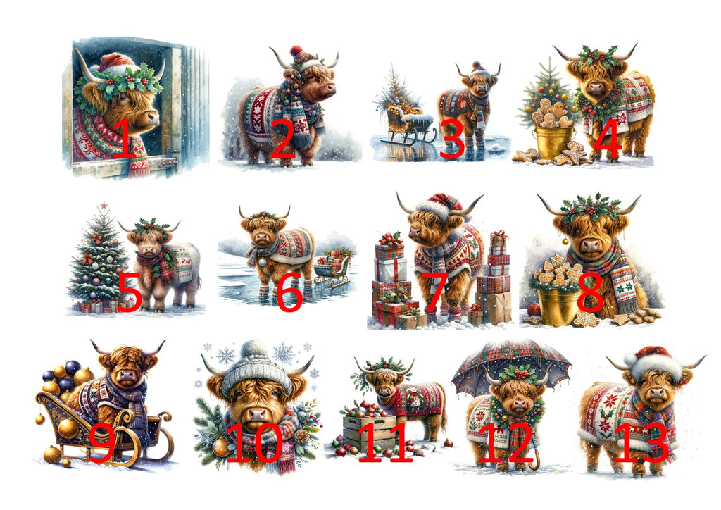 Personalised Christmas Highland cow mug