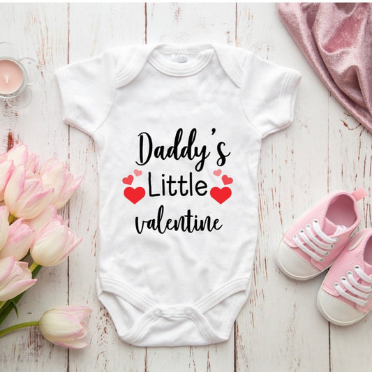 Mummy's Valentine/Daddy's little valentine baby vest, Valentines Day, Valentines Day baby gift