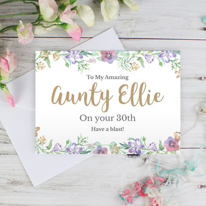 Personalised Gold Floral Watercolour Card