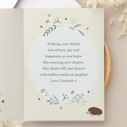 Personalised Woodland Animals New Baby Card