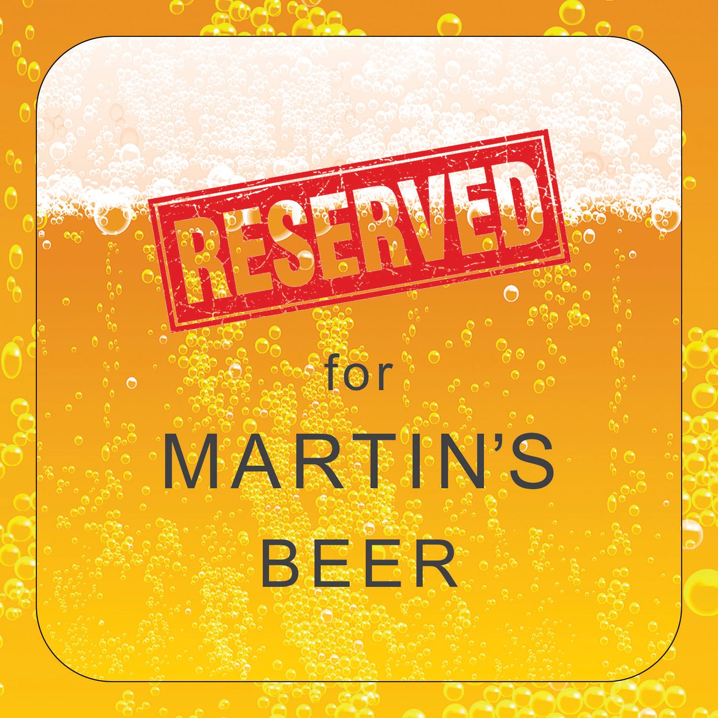 Reserved for [Name]’s Beer – Personalised Coaster Card for Beer Lovers