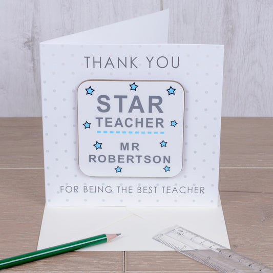 Star Teacher Personalised Coaster Card – Teacher Thank You Gift