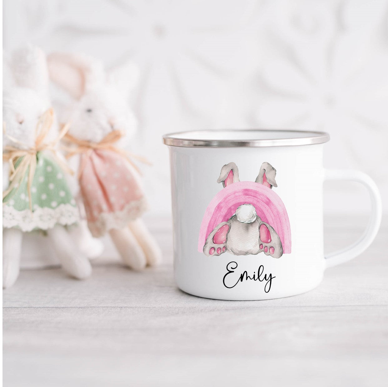 Personalised Easter mug, pink Easter bunny, girl's Easter gift, Easter bunny mug