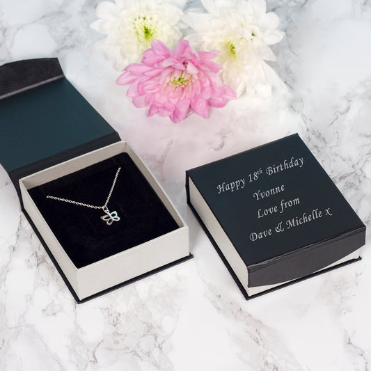 Sterling Silver Butterfly Pendant Necklace – Personalised Gift with Custom Message