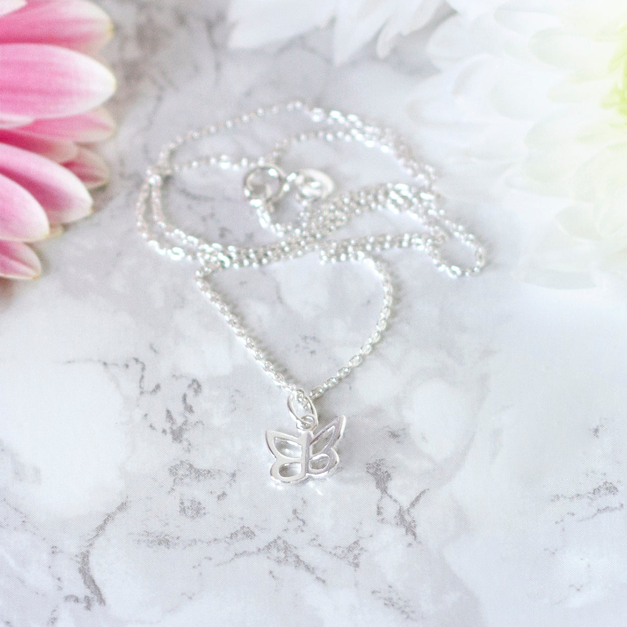 Sterling Silver Butterfly Pendant Necklace – Personalised Gift with Custom Message