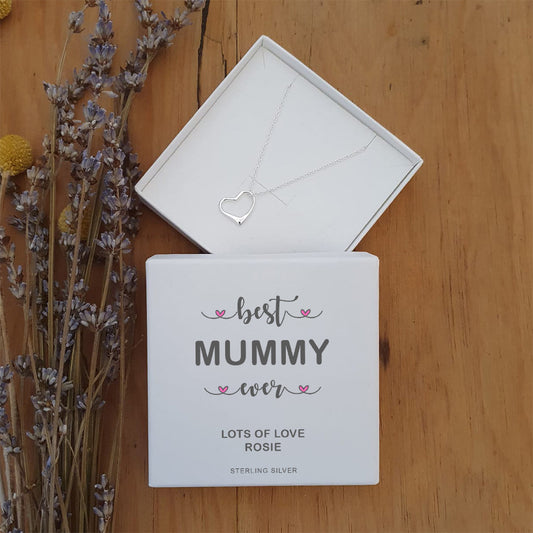Sterling Silver “Best … Ever” Heart Pendant Necklace – Personalised Gift for Mum, Nan, or Someone Special