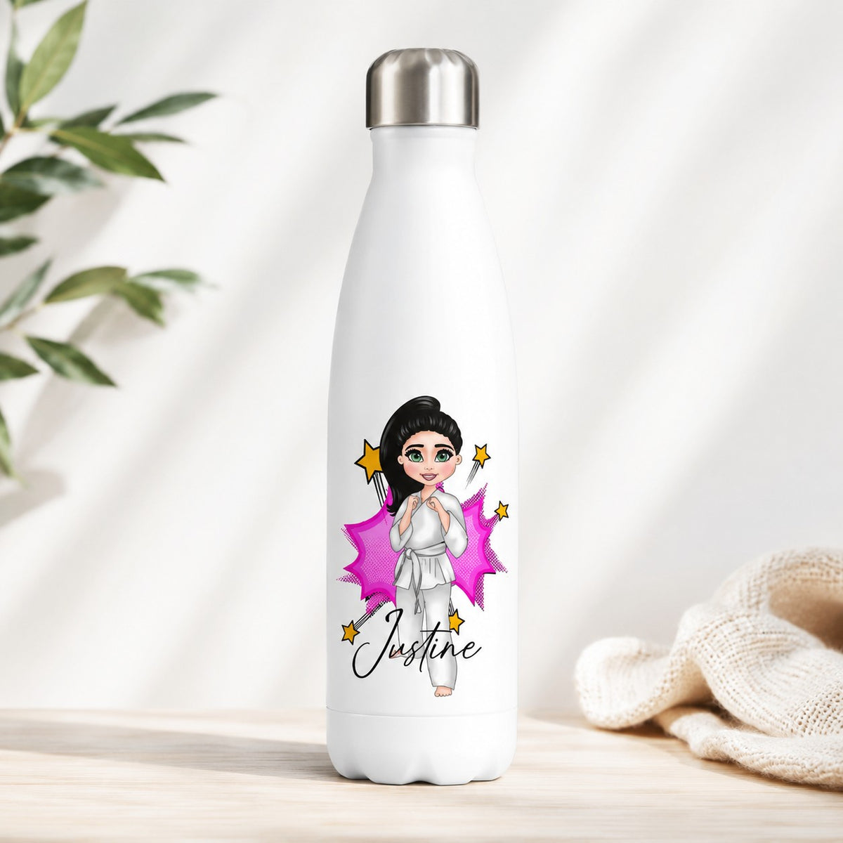 Karate Girl personalised water bottle: School Sports Gift