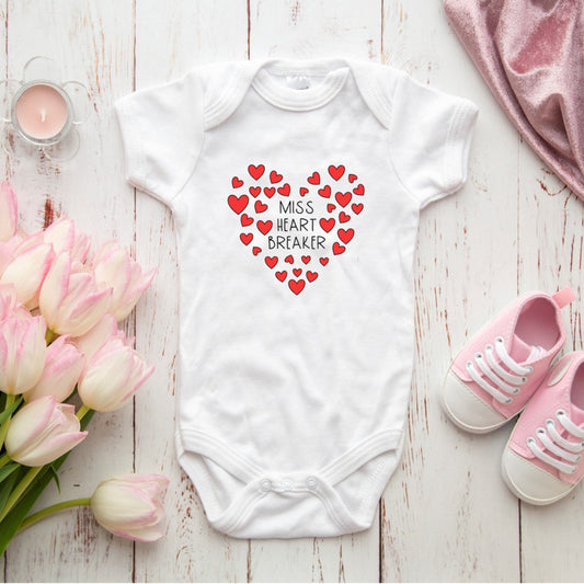 Little Miss Heartbreaker/Little Mister Heartbreaker Valentines Day baby vest