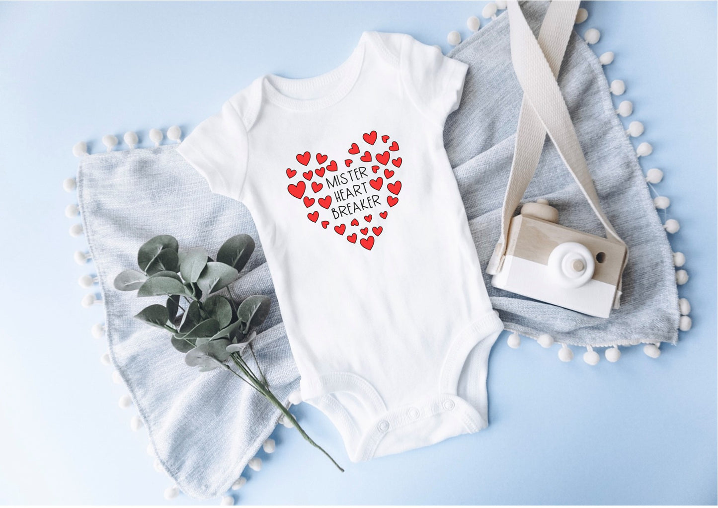 Little Miss Heartbreaker/Little Mister Heartbreaker Valentines Day baby vest